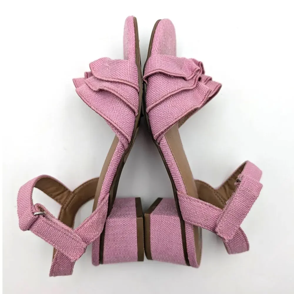 DV by Dolce Vita Govani Ruffle Sandals Open Toe Girls Pink Size US1 EU32